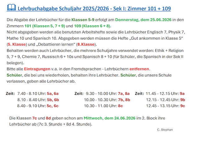 Lehrbuchabgabe 2026